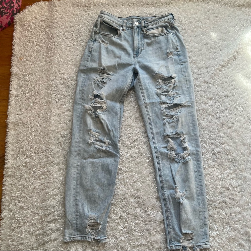 American Eagle distressed mom jeans